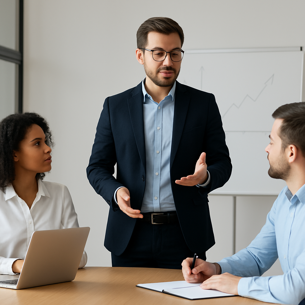 Team leader che discute con il team